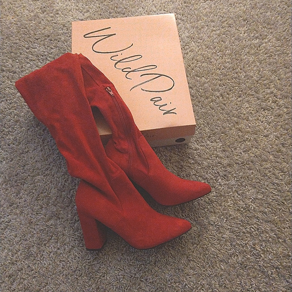 Red over the knee boots